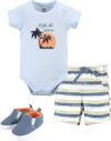 Hudson Baby Baby Cotton Bodysuit, Shorts & Shoe Set