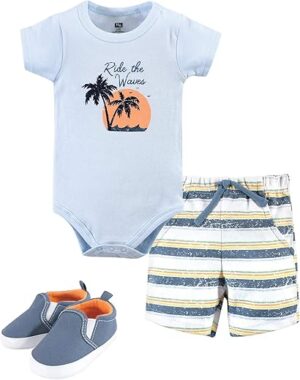 Hudson Baby Baby Cotton Bodysuit, Shorts & Shoe Set
