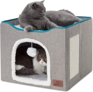 Bedsure Cat Bed Cave With Fluffy Ball