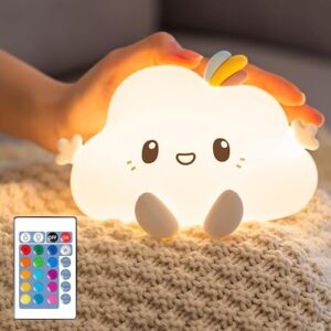 Mubarek Cloud Night Light, 16 Colors, Dimmable, Kawaii