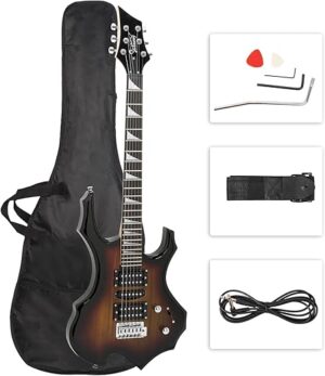 GLARRY Cool Burning Fire Style Electric Guitar