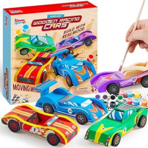 Klever Kits DIY Wooden Race Cars Kit, 4 Pack