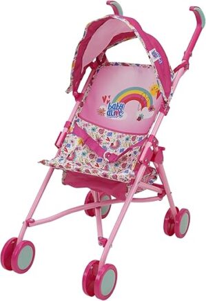 Baby Alive Doll Stroller - Pink & Rainbow, Fits Dolls Up to 24