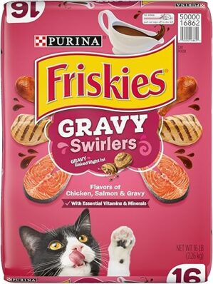 Friskies Dry Cat Food, Gravy Swirlers - 16 lb
