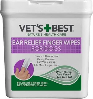 Vet's Best Ear Relief Finger Wipes - 50 Disposable