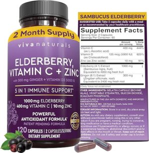 Viva Naturals Elderberry Vitamin C And Zinc Capsules