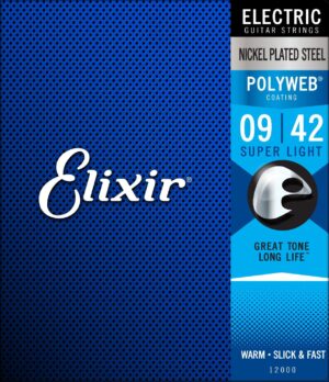 Elixir Electric Guitar Strings, Nickel Plated, Super Light 9-42