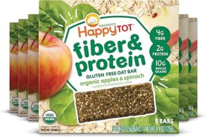 HAPPYTOT Fiber & Protein Oat Bars, Apple Spinach