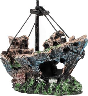 Raeasily Fish Tank Decoration - Sunken Ship Decor, 10 * 10