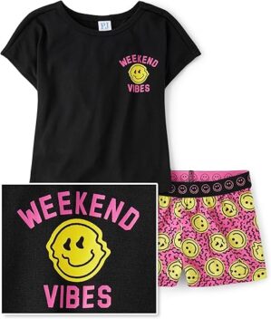 The Children's Place Girls Sleeve Top and Shorts Pajama Set