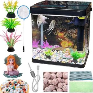 SANOSY Glass Fish Tank 4.35 Gallon Aquarium Starter Kit