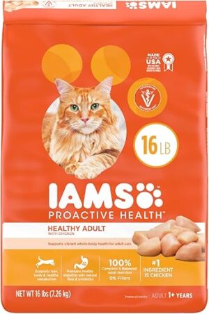 Iams Healthy Adult Dry Cat Food, 16 lb. Bag