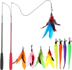 MeoHui Interactive Cat Toys - Wand And Feather Refills