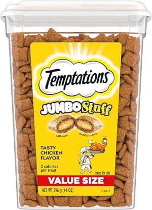 Temptations Jumbo Stuff Cat Treats, Chicken Flavor, 14 oz