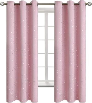 BGment Kids Blackout Curtains - Baby Pink, 42x63, Set of 2