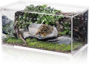 Tlence Magnetic Acrylic Reptile Terrarium, 8″x4″x4″, Clear Flat Habitat