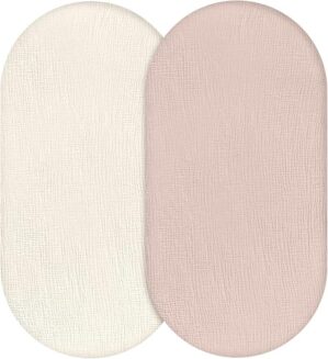 LYRICHOM BABY Muslin Bassinet Fitted Sheets, 2 Pack