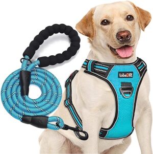 tobeDRI No Pull Adjustable Reflective Dog Harness L (Neck: 18"-25.5", Chest: 24.5"-33), Blue