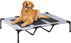 PRAISUN Outdoor Elevated XL Dog Bed, Silver Gray