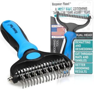 Maxpower Planet Pet Grooming Rake - Double Sided Shedding