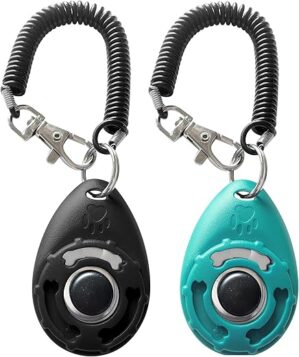 HoAoOo Pet Training Clicker with Strap - Black + Blue