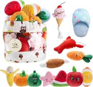 Nocciola Plush Small Dog Toys With Squeakers, 12 Pcs
