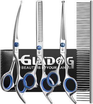 GLADOG Professional 5 in 1 Dog Grooming Scissors Set