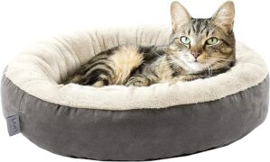 Love's cabin Round Donut Cushion Bed, 20in Bed for Cats