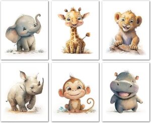 Lavema Safari Animal Nursery Wall Art Set - 8 x 10 Unframed