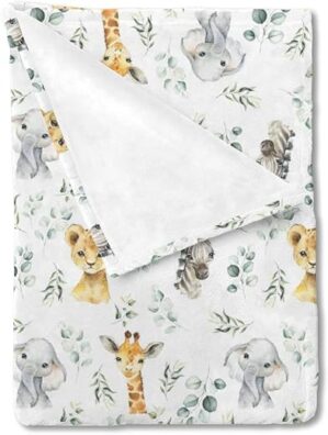 HawSkgFub Safari Jungle Animal Baby Blanket, 123ABC