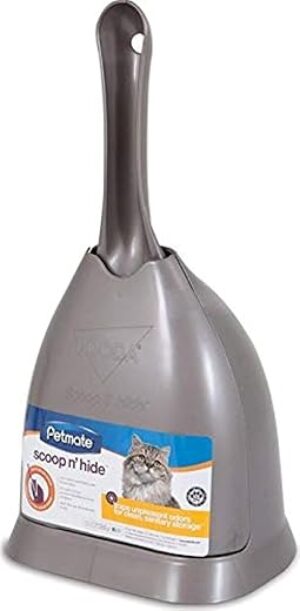 Petmate Scoop N' Hide Cat Litter Scoop, Brushed Nickel