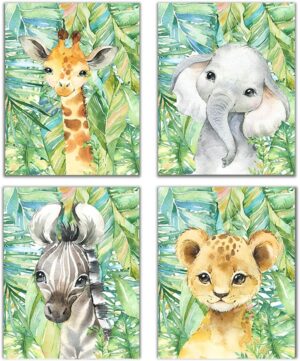 Designs by Maria Inc. Set Of 4 Watercolor Baby Animal Posters