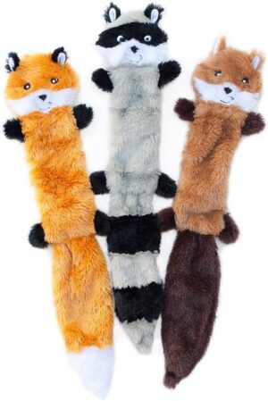 ZippyPaws Skinny Peltz Squeaky Dog Toys, Multi-Pack
