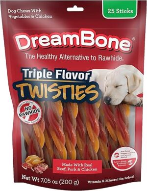 DreamBone Triple Flavor Twisties, 25 Count Dog Chews