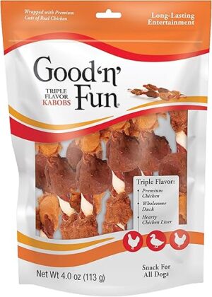 Good 'n' Fun Triple Flavored Rawhide Kabobs for Dogs