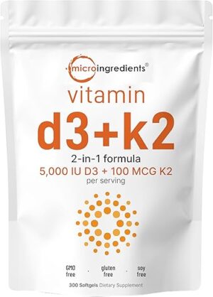 Micro Ingredients Vitamin D3 5000 IU 300 Soft-Gels