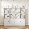 DIYART White Bookshelf, 3 Tier Shelves, 12 Cube Storage Organizer