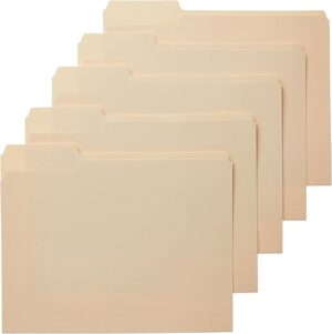 Amazon Basics 1/3-Cut Tab Assorted File Folders, Letter Size