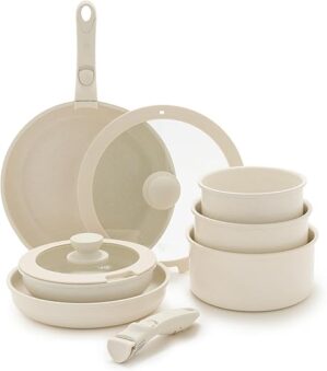 GreenLife 10-Piece Ceramic Nonstick Cookware Set, Detachable Handle