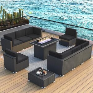 LayinSun 10 Piece Patio Furniture Set With Fire Pit