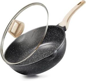 CAROTE 12Inch Nonstick Deep Frying Pan 5.5 Qt