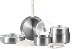 CAROTE 12pcs Stainless Steel Cookware Set With Detachable Handle