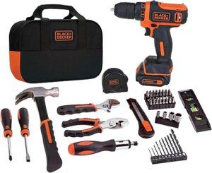 BLACK+DECKER 12V Max Drill & Home Tool Kit (BDCDD12PK)