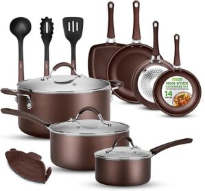 NutriChef 14-Piece Nonstick Cookware Set - NCCW14SBR