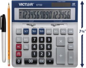 Victor 16-Digit Desktop Calculator, Silver, Blue
