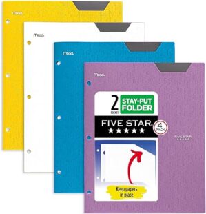 Five Star 2 Pocket Plastic Folders, 4 Pack