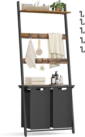 VASAGLE 2-Section Laundry Hamper With Ladder