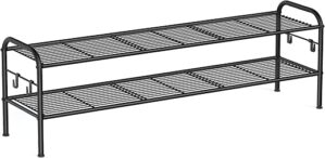 SONGMICS 2-Tier Metal Shoe Shelf With Hooks
