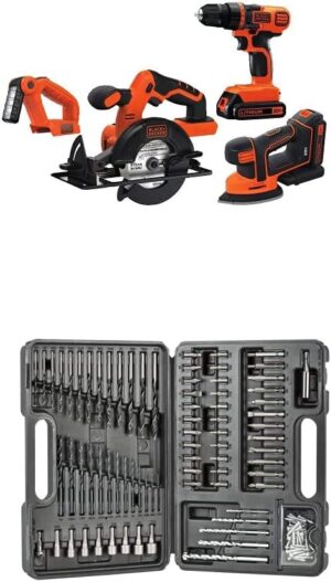 BLACK+DECKER 20V MAX* Lithium Ion 4 Tool Combo Kit With 109-Piece Accessory Set