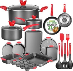NutriChef 21-Piece Nonstick Cookware Set